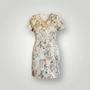 Bohme Floral Lyra Wrap Dress Women Small Satin Blush Botanical Prairie Romantic